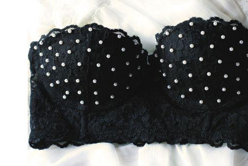 black, bra and dots