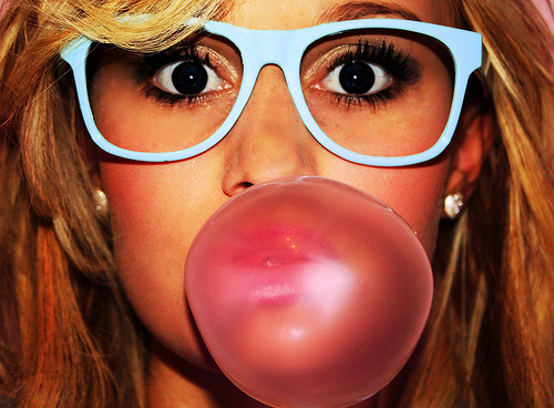 Blond Bubble Gum Chiclets Girl Glasses Image 85571 On Favim