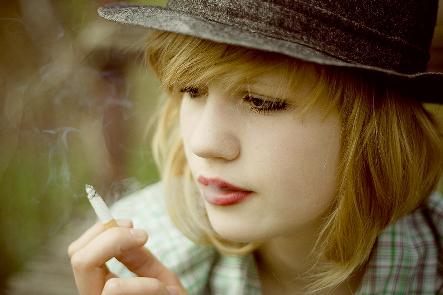 blonde, cigarette and girl