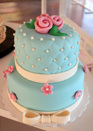 blue, bow and cake