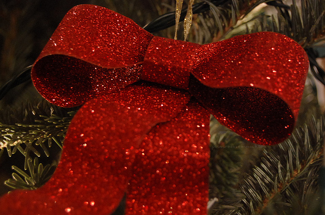 bow, christmas, coutureable, cute, glitter, ornament