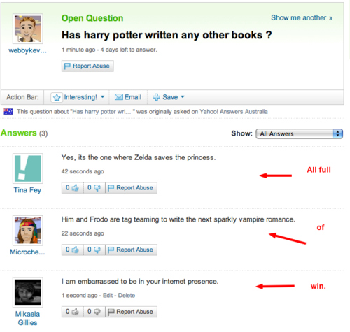 answers, awesome and harry potter