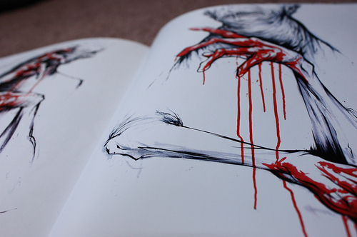 awesome, blood, drawings, graphite, hands, human