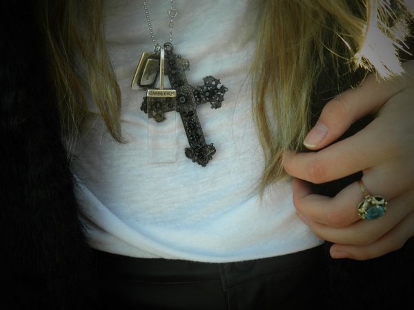 black and white, cross and girl