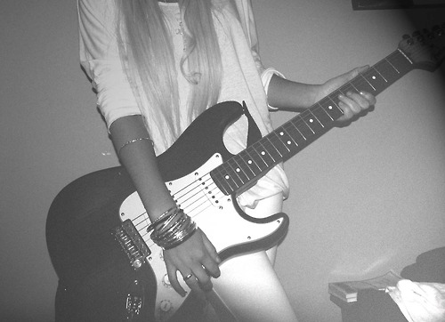 blonde, girl and guitar