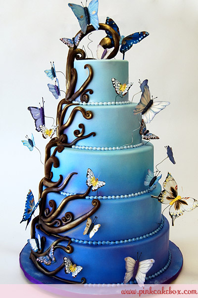 blue, branches and bridal