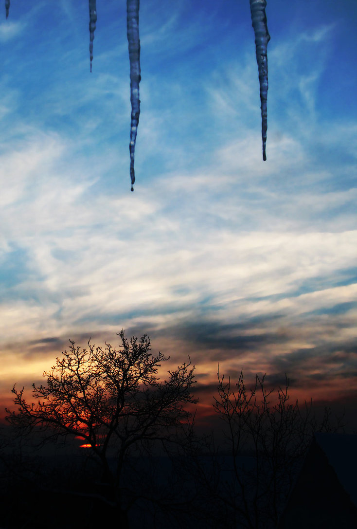 blue sky, icicles and photography