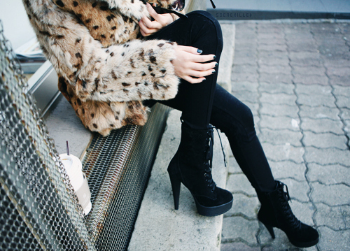 boots, coat and coffee