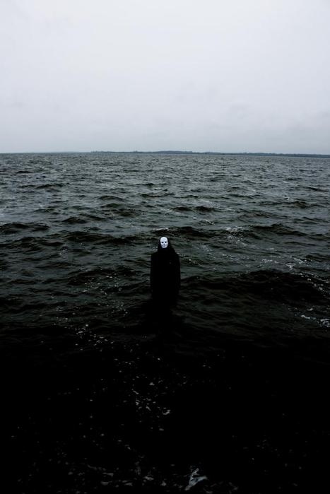 creepy, gothic, mask, ocean, strange, water