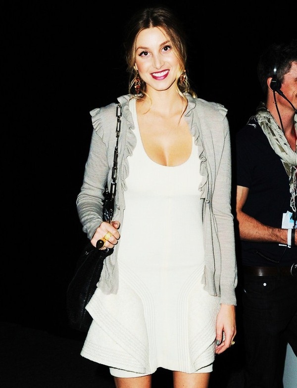 bag, beautiful, brunette, cardigan, celeb, celebrity