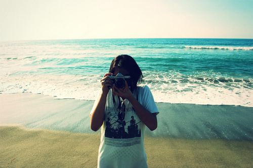 beach, blue and camera