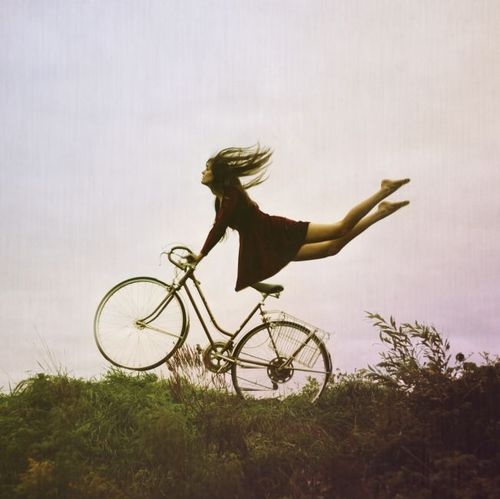 bike, fly and girl