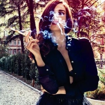 black, brunette, cigarette, fashion, girl, model
