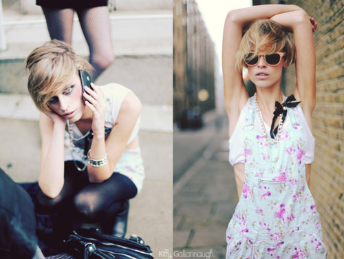 blonde, girl, glasses, look, short hair