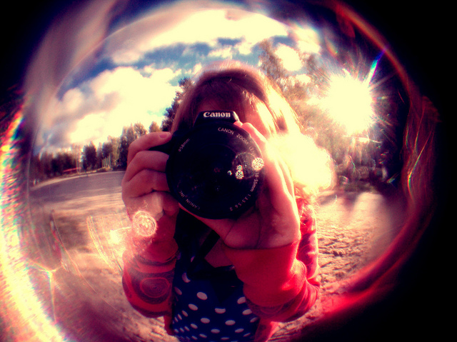 camera, fisheye and girl