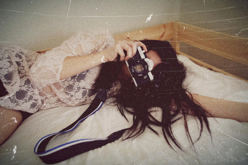 camera, girl and lace
