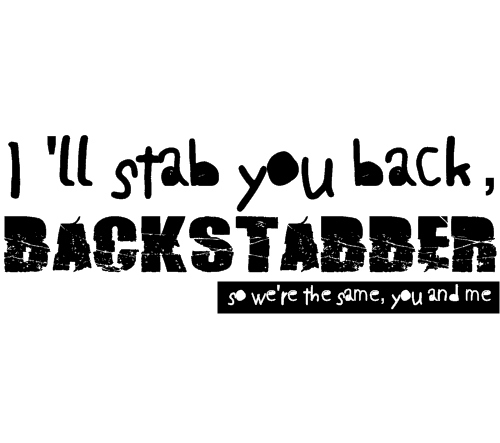 backstabber, black and text