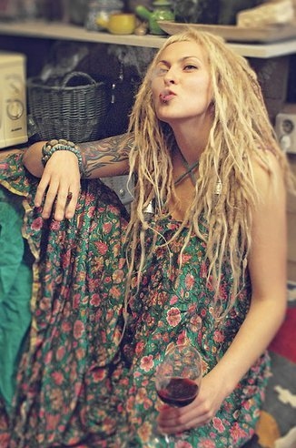 blond, dreads and dress