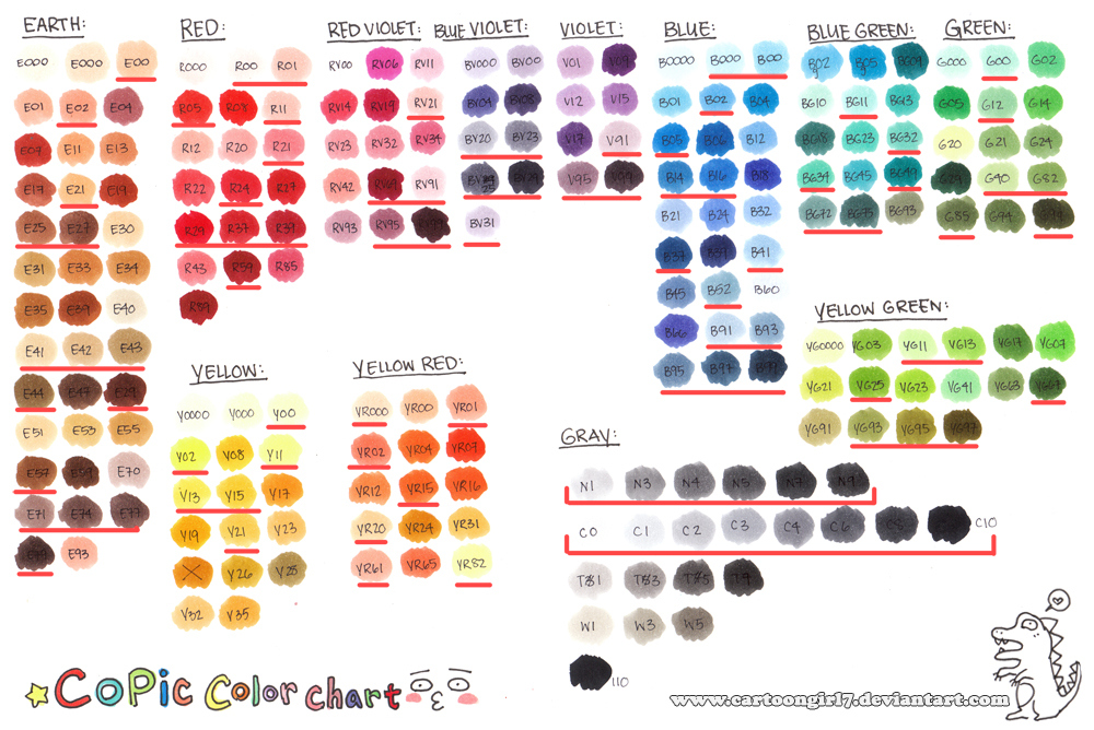 color chart, copic and copic marker
