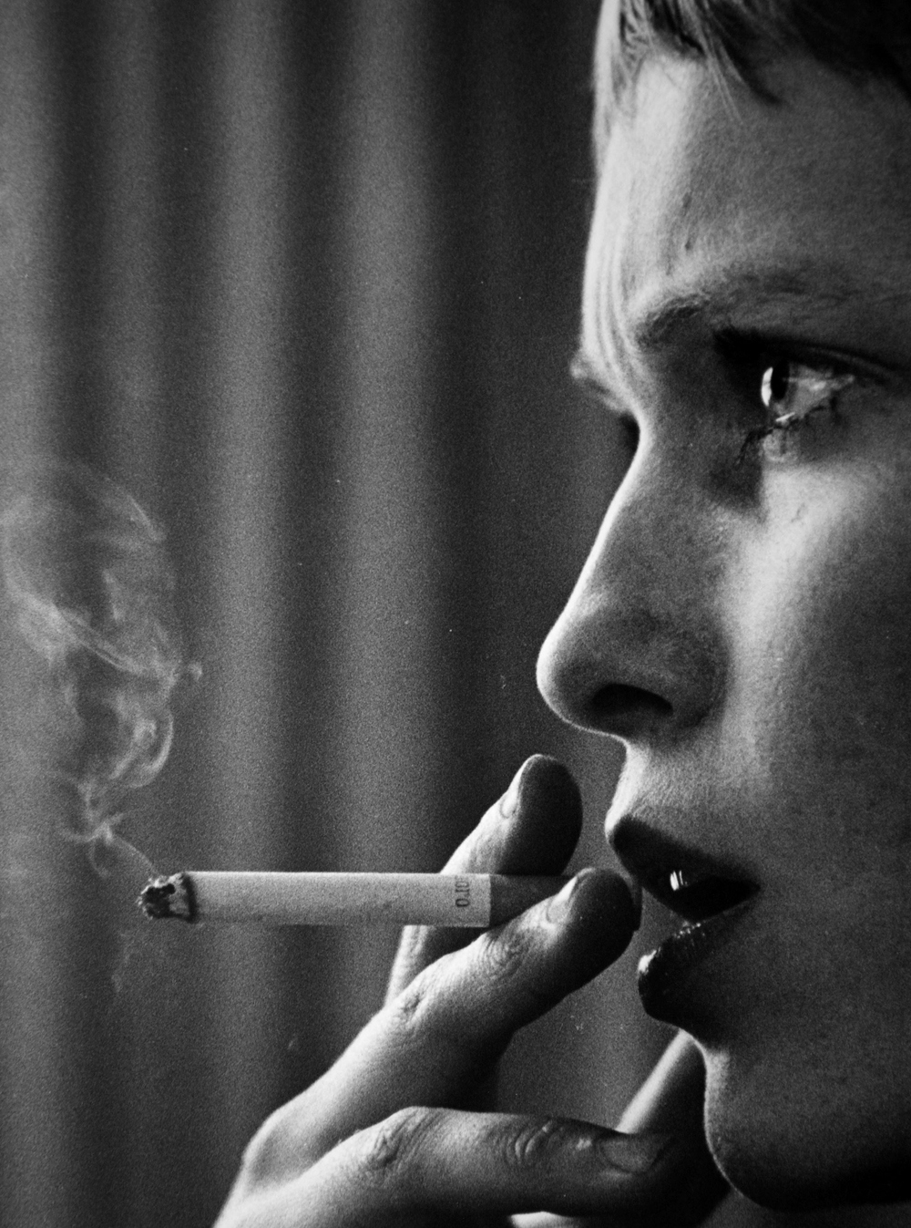 actress, black and white and cigarette