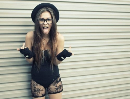 badass, black lace and black lace shorts