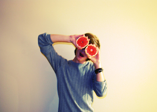 boy, funny and grapefruit