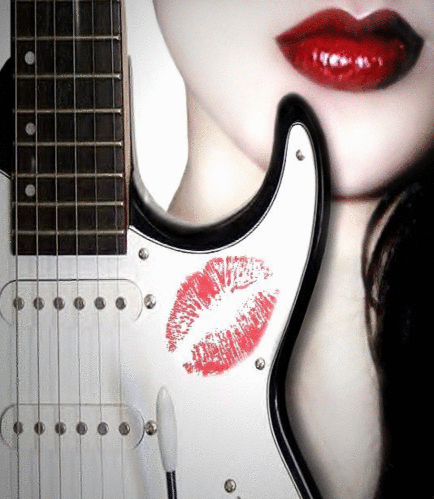 girl, guitar and kiss