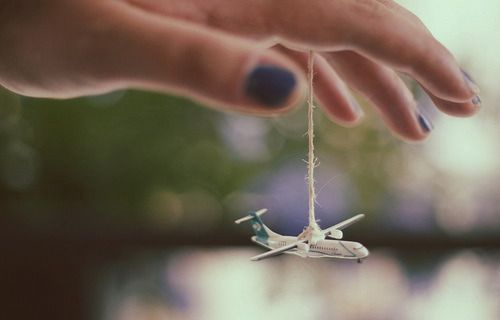 airplane, blue and bokeh