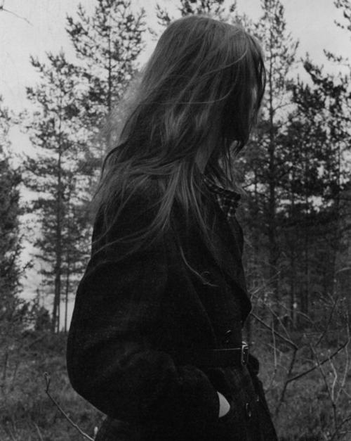 black and white, forest and girl