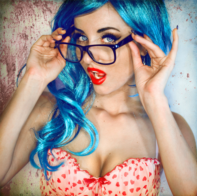 blue, glasses and hair