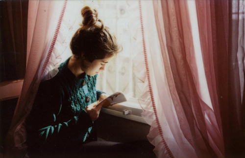book, girl and hair