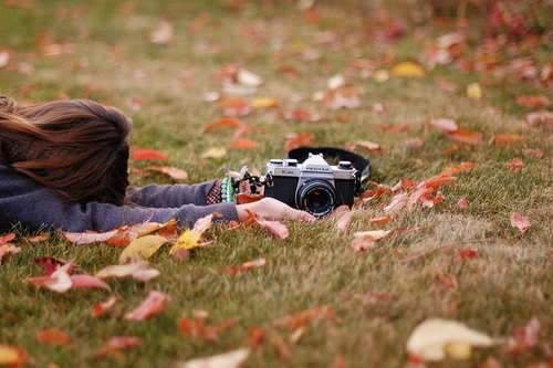 autumn, camera and girl