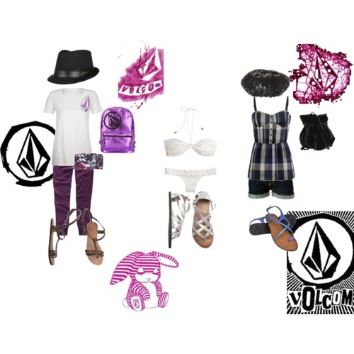 backpack, beret and bikini