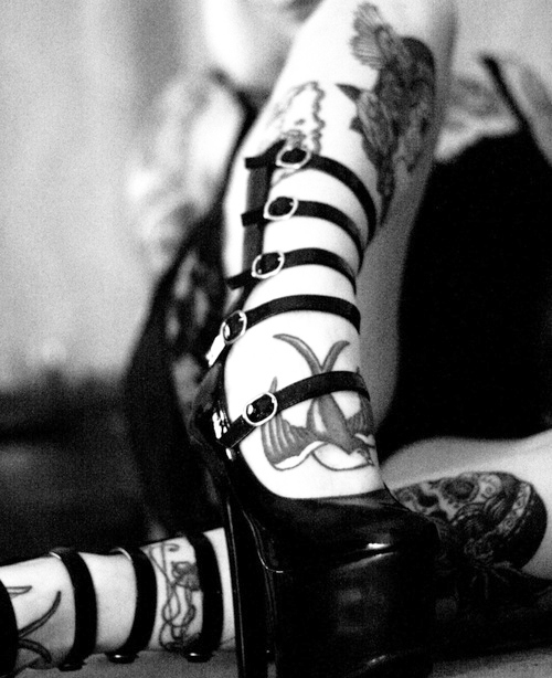 black and white, buckles and fetish