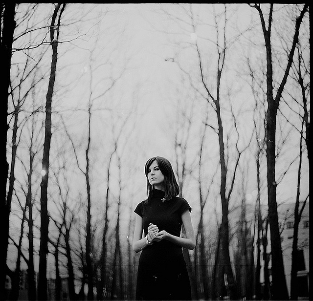 black and white, fashion and forest