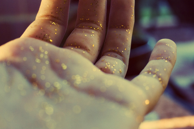 glitter, gold and hand