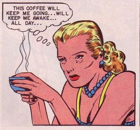 awake, coffee and comic