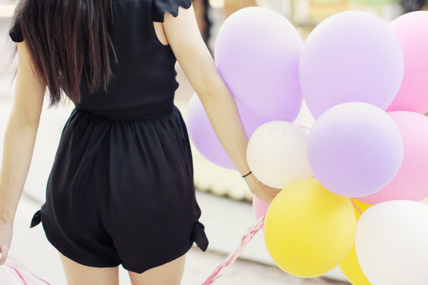 balloons, black and dress