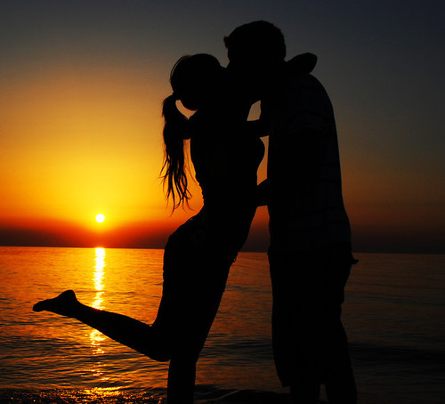 beach, kiss and love