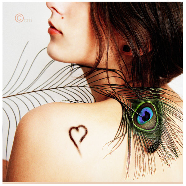 bird, brunette, fashion, feather, girl, peacock