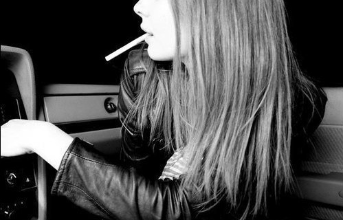 black and white, blonde and cigarette