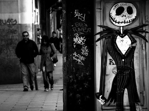 black and white, graffiti and halloween