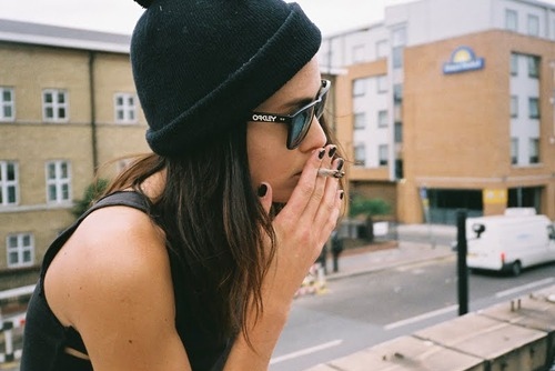 cigarette, girl and hat