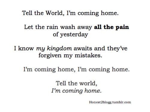coming home, lyrics and misery