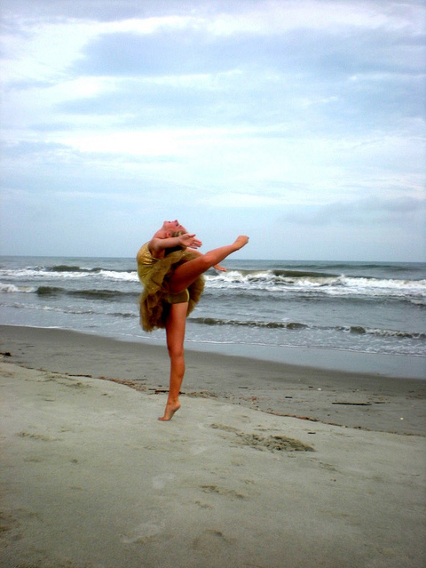 ballerina, ballet and beach