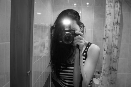 bathroom, black and white and camera