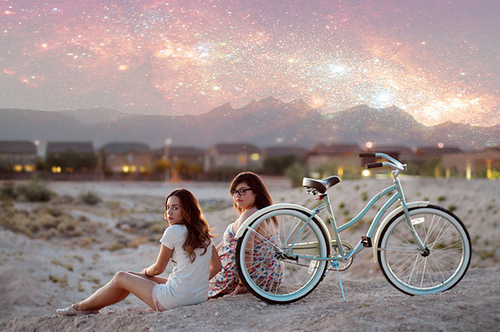 bicycle, girls and nebula