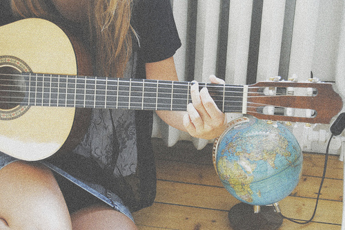 fashion, globe and guitar