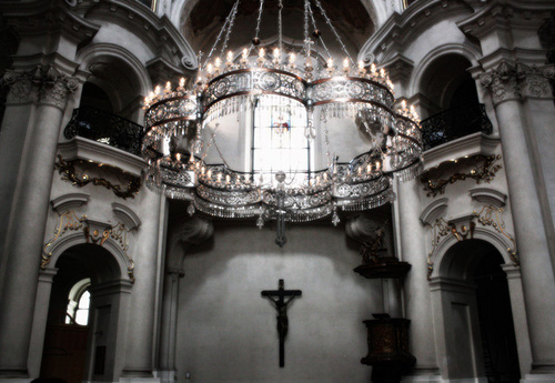 architecture, cathedral and chandelier