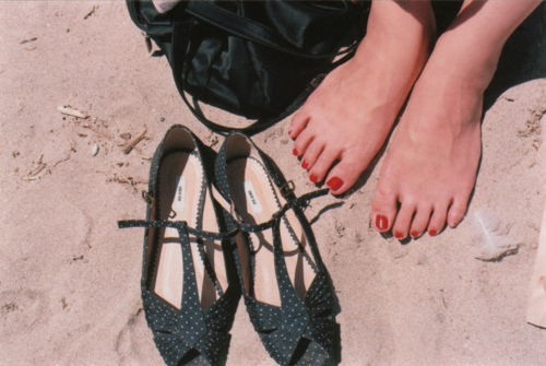 beach, feet and girl